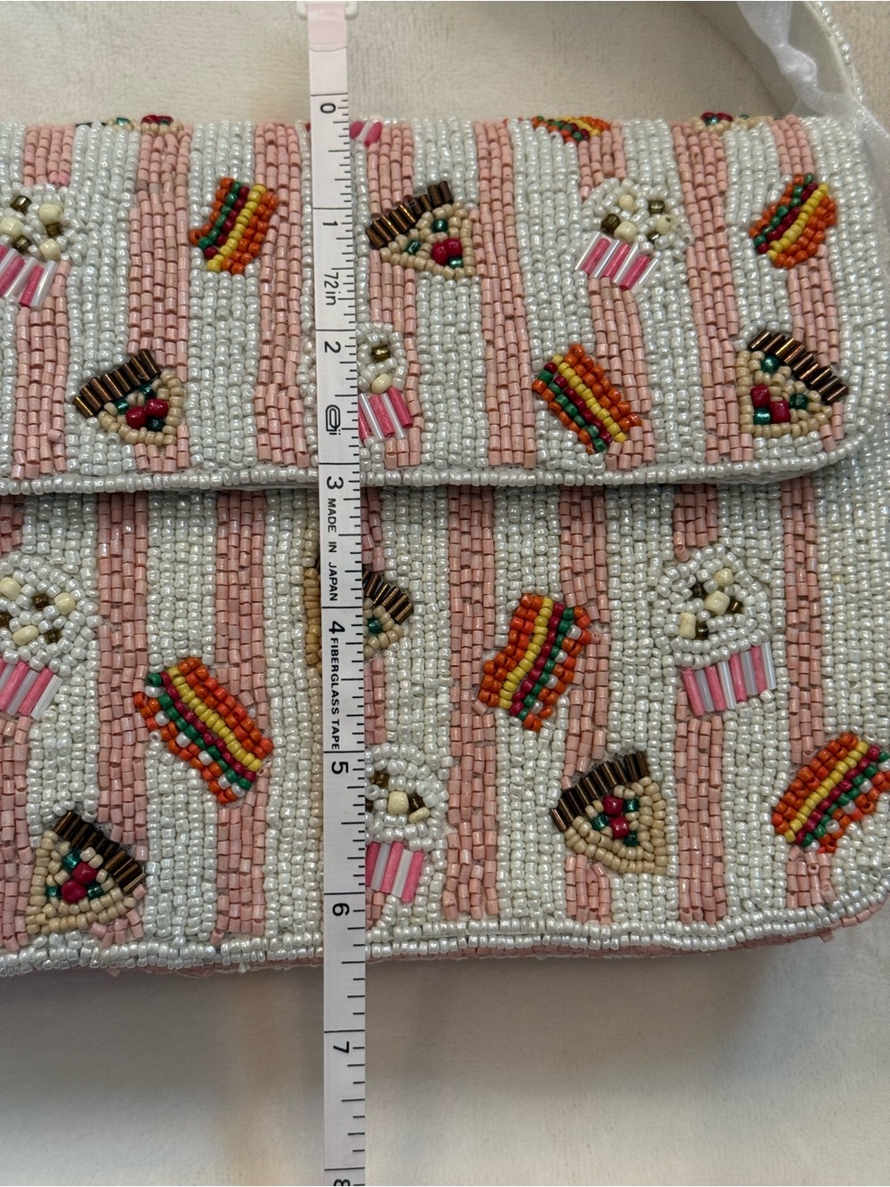 Handcrafted in India FLAWED Beaded Pink Snack-Print Shoulder Bag NWT - Picture 6 of 15